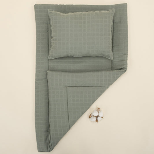 Double Sided Changing Pad and Pillow - Haki Müslin