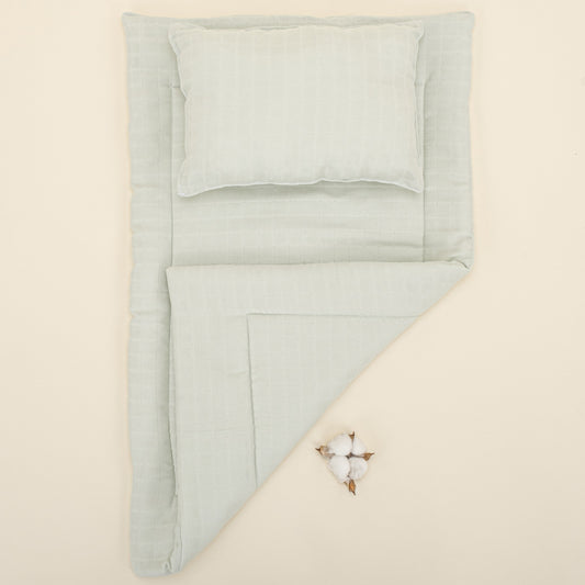 Double Sided Changing Pad and Pillow  - Mint Müslin