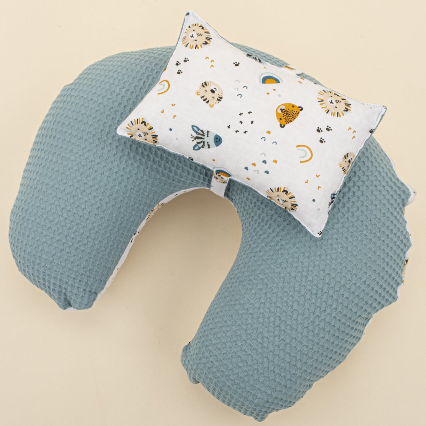 Double Sided Breastfeeding Pillow - Petrol Mavisi Petek - Zoo