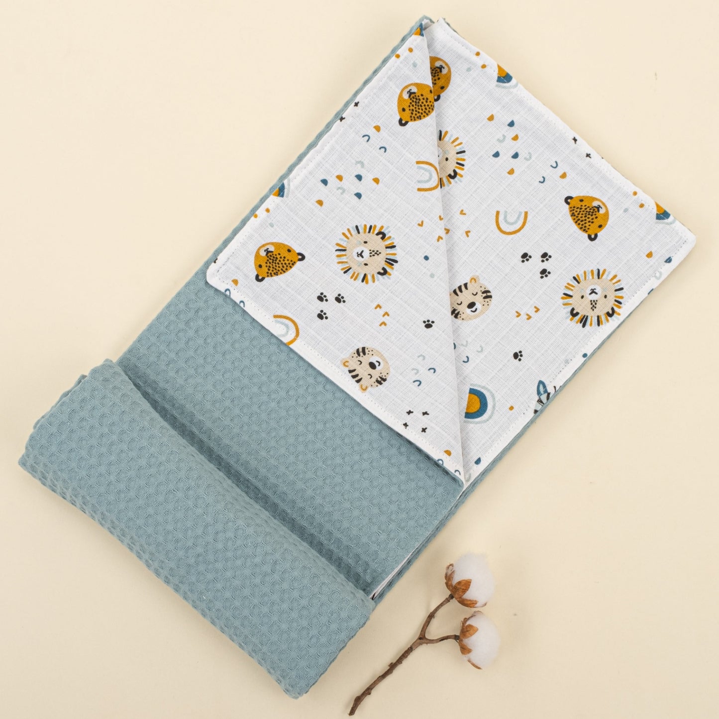 Double Sided Pique Blanket - Petrol Mavisi Petek - Zoo