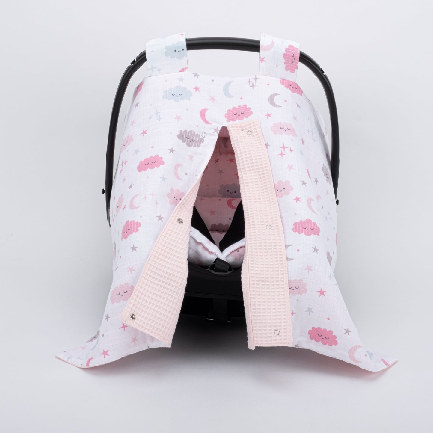 Stroller Cover Set - Double Side  - Bebe Pembe Petek - Pembe Bulut