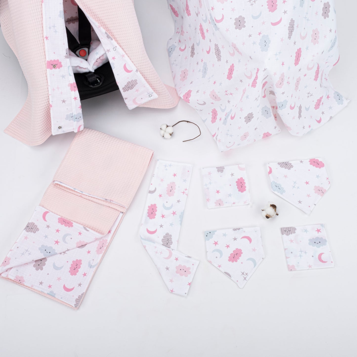 9 Piece - Newborn Sets - Double Sided - Winter - Bebe Pembe Petek - Pembe Bulut