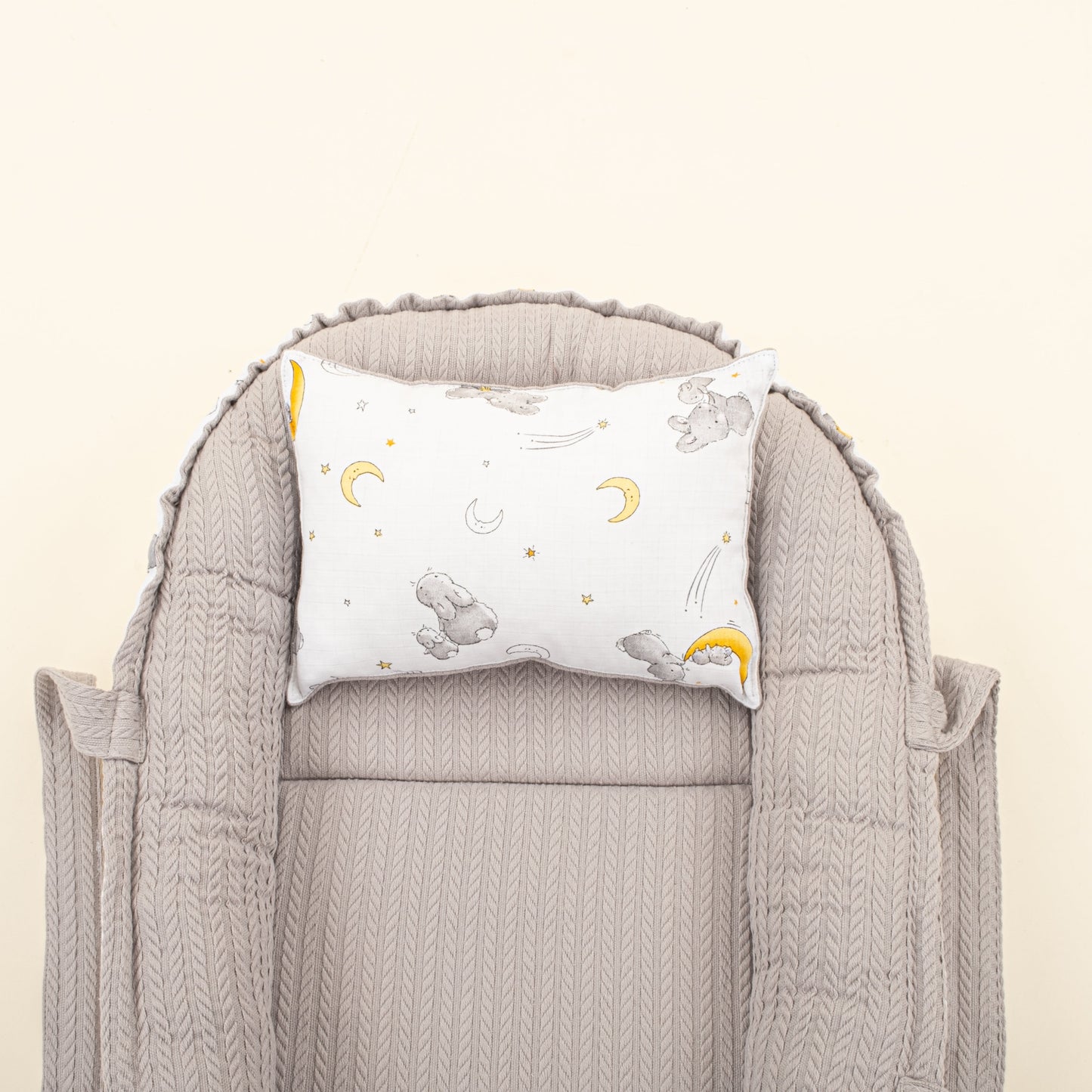 Babynest and Pillow - Çift Taraflı - Gri Örgü - Gri Tavşan