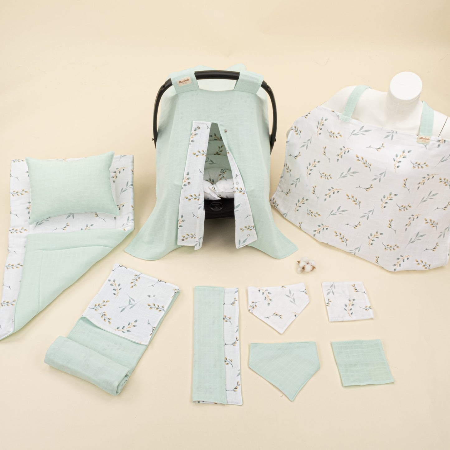 11 Piece - Newborn Sets - Double Sided - Seasonal - Mint Muslin - Yapraklar