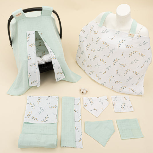 9 Piece - Newborn Sets - Double Sided - Seasonal - Mint Muslin - Yapraklar