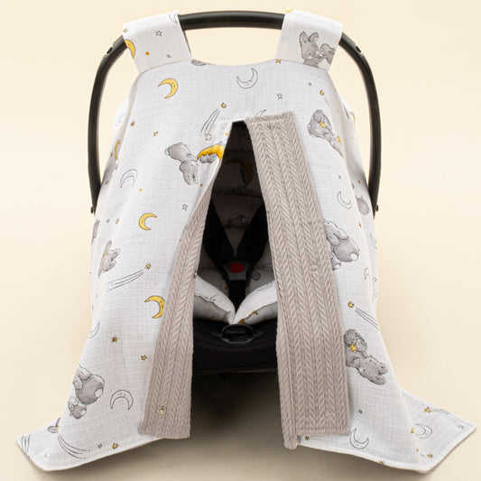 Stroller Cover Set - Double Side - Gri Örgü - Gri Tavşan