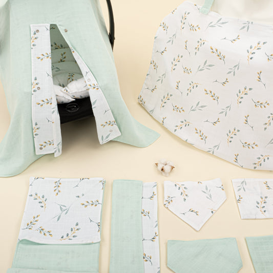 9 Piece - Newborn Sets - Double Sided - Seasonal - Mint Muslin - Yapraklar