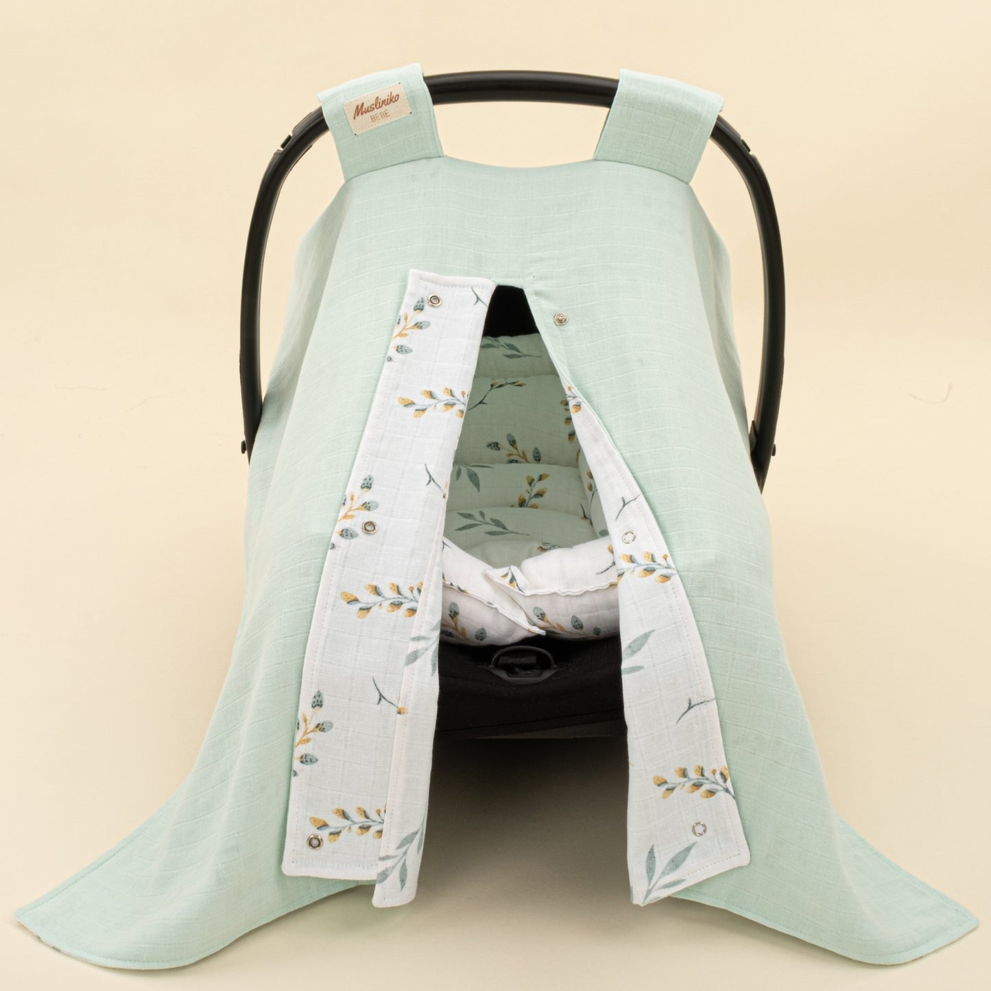 Stroller Cover Set - Double Side - Mint Muslin - Yapraklar