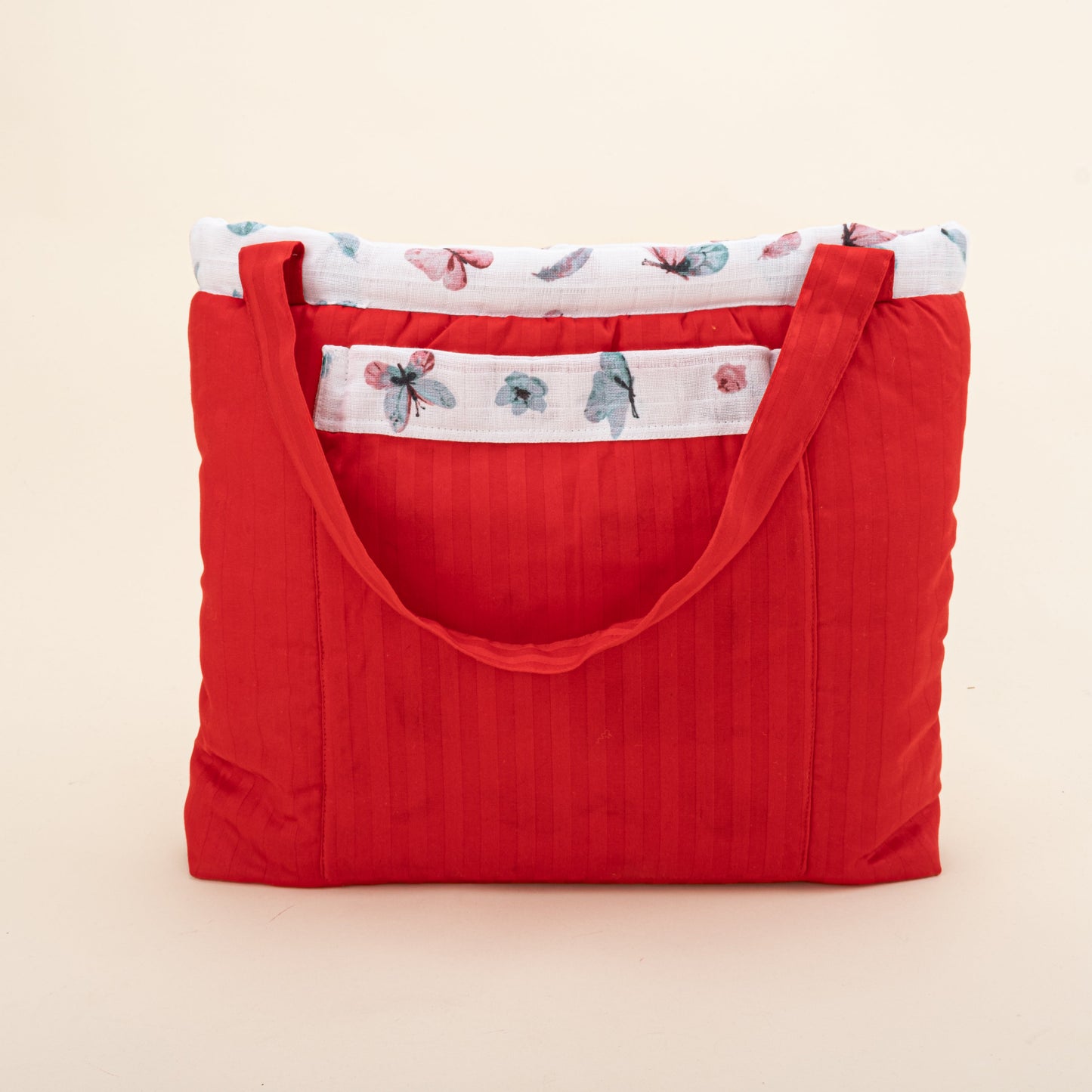 Baby Care Bag - Kırmızı Saten - Kelebek