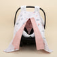 Stroller Cover Set - Double Side - Pudra Muslin - Yeşil Çiçekler