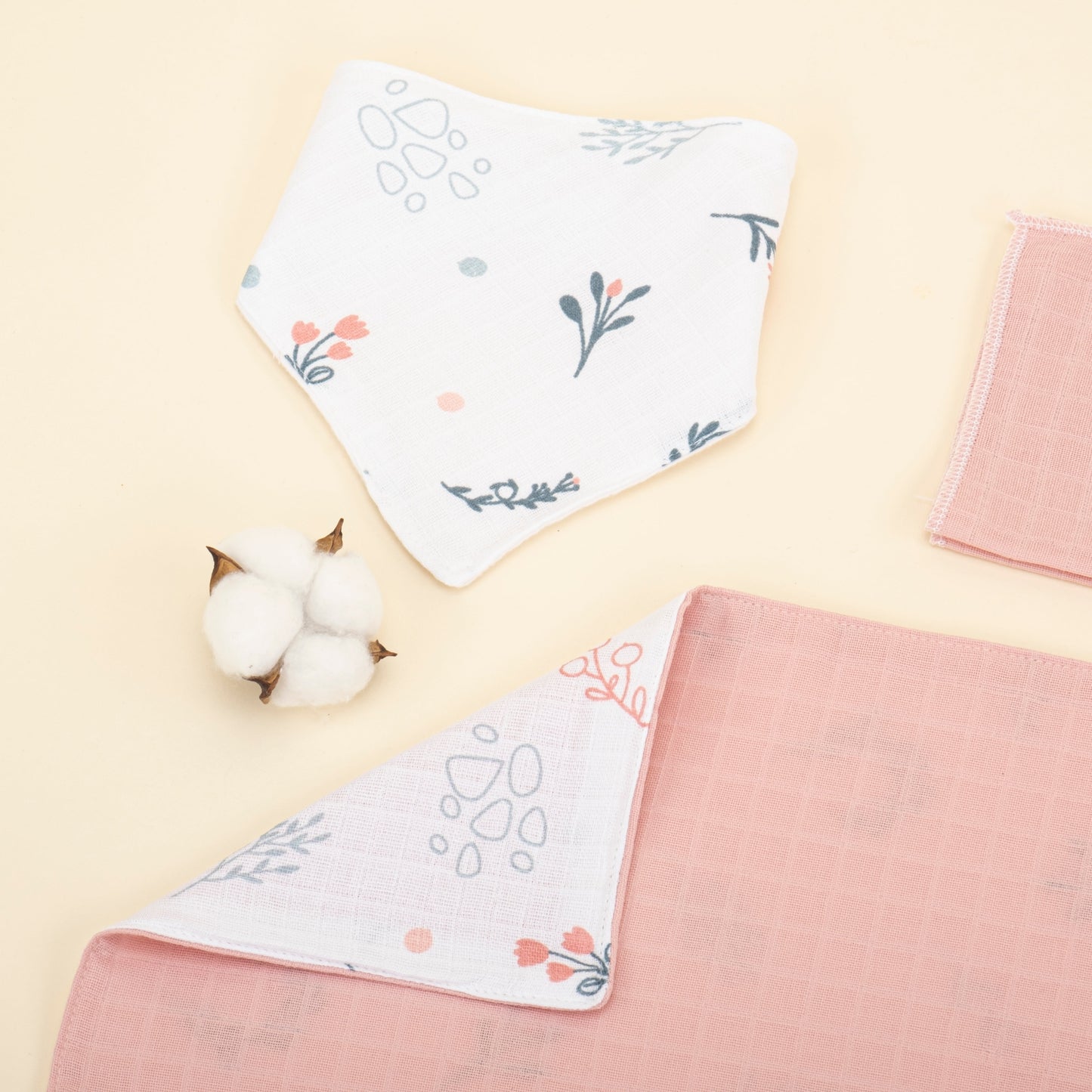 11 Piece - Newborn Sets - Double Sided - Seasonal - Pudra Müslin - Yeşil Çiçekler