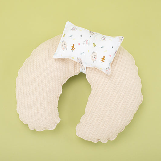 Double Sided Breastfeeding Pillow - Sütlü Kahve Örgü - Minik Koyunlar