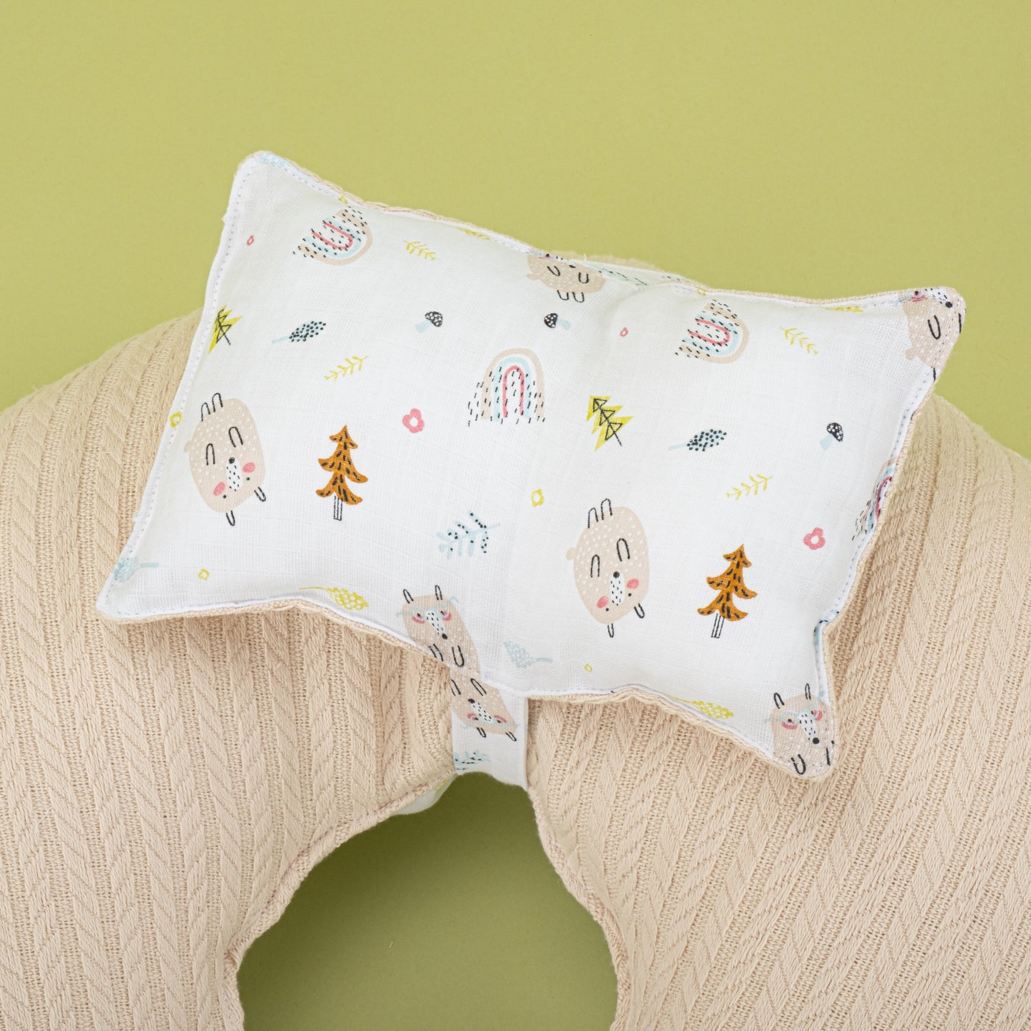 Double Sided Breastfeeding Pillow - Sütlü Kahve Örgü - Minik Koyunlar