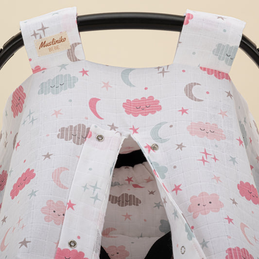 Stroller Cover Set - Single Side - Pembe Bulut