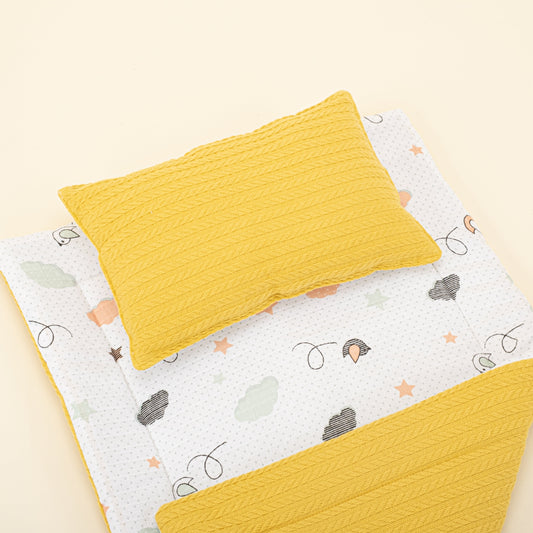 Double Sided Changing Pad and Pillow - Hardal Örgü - Kuş