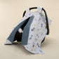 Stroller Cover Set - Double Side - Koyu Mavi Petek - Mavi Canlılar