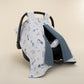 Stroller Cover Set - Double Side - Koyu Mavi Petek - Mavi Canlılar