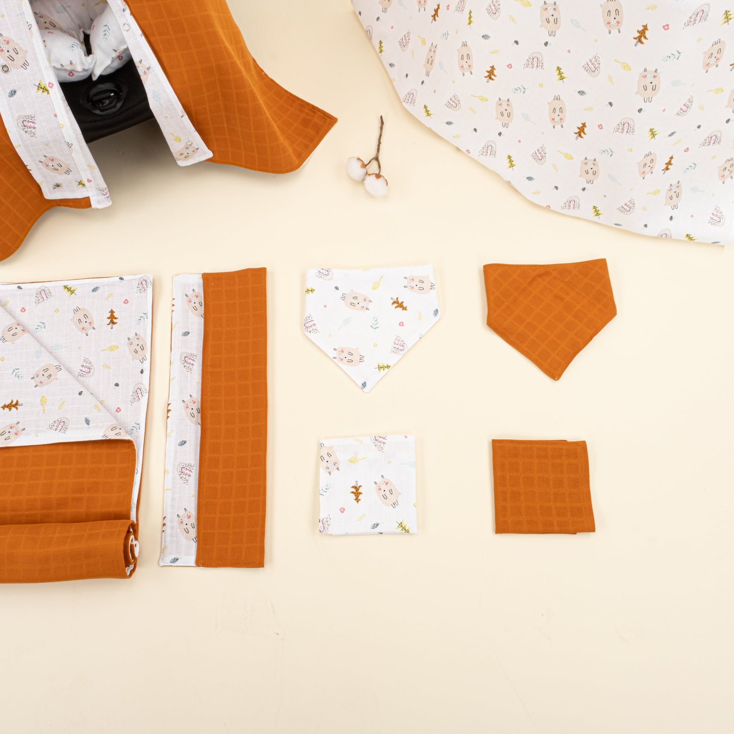 9 Piece - Newborn Sets - Double Sided - Seasonal - Kiremit Muslin - Minik Koyunlar