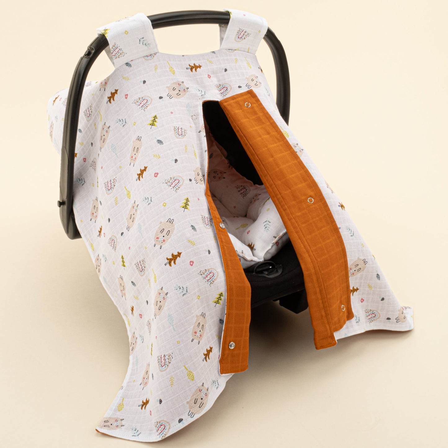 Stroller Cover Set - Double Side - Kiremit Muslin - Minik Koyunlar