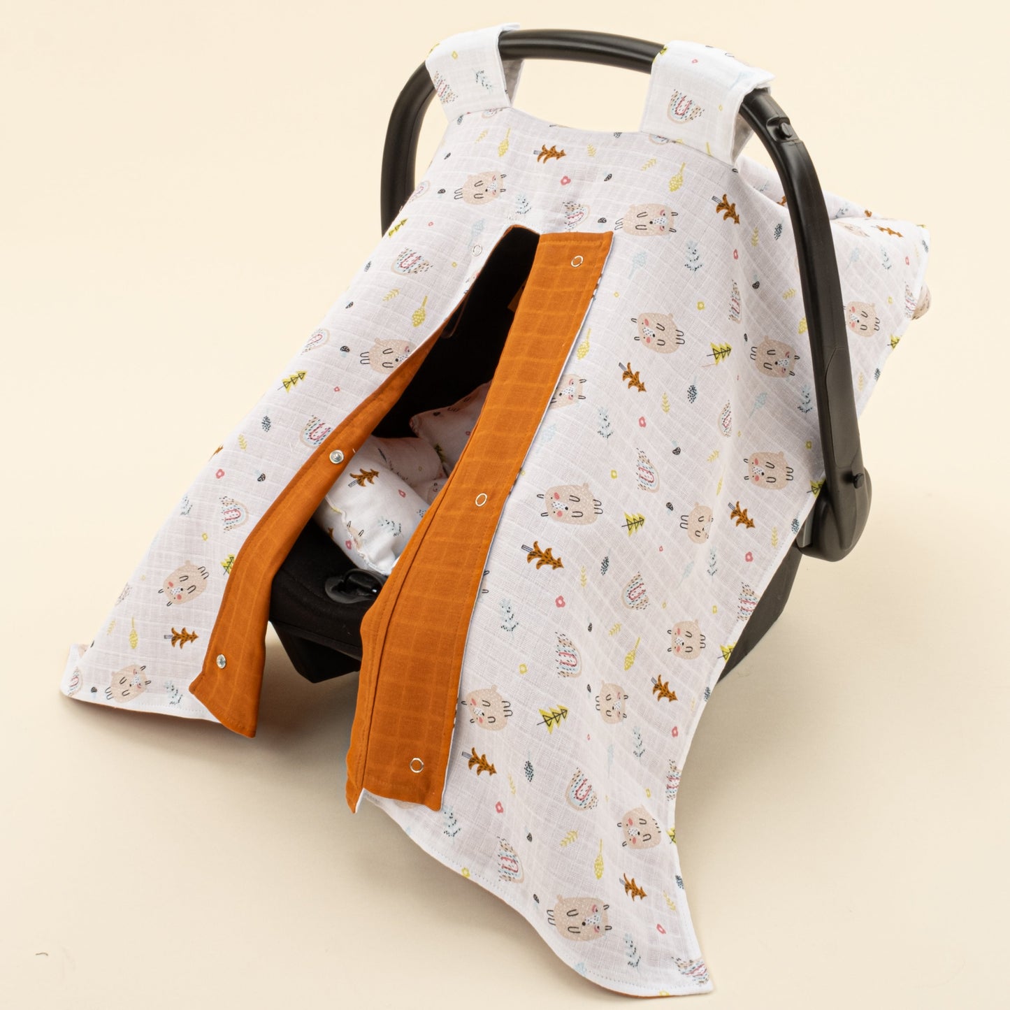 Stroller Cover Set - Double Side - Kiremit Muslin - Minik Koyunlar