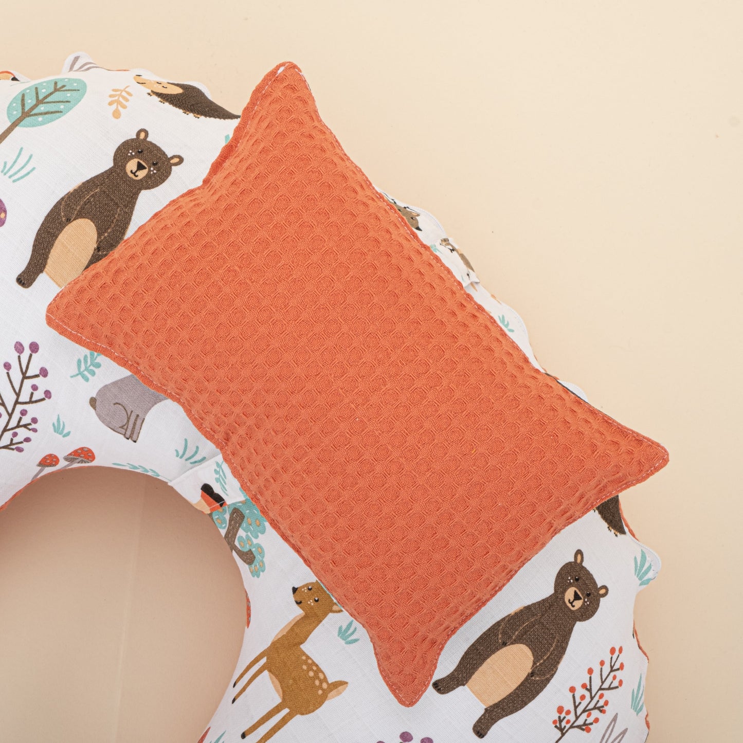 Double Sided Breastfeeding Pillow - Turuncu Petek - Orman