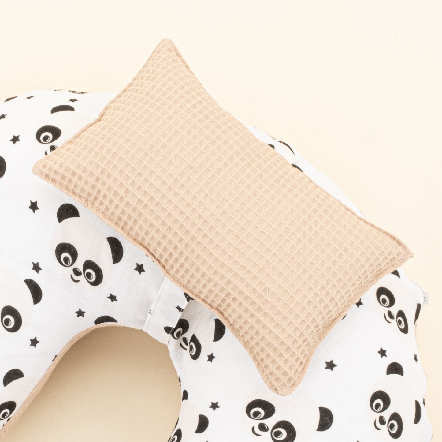 Double Sided Breastfeeding Pillow - Bej Petek - Panda