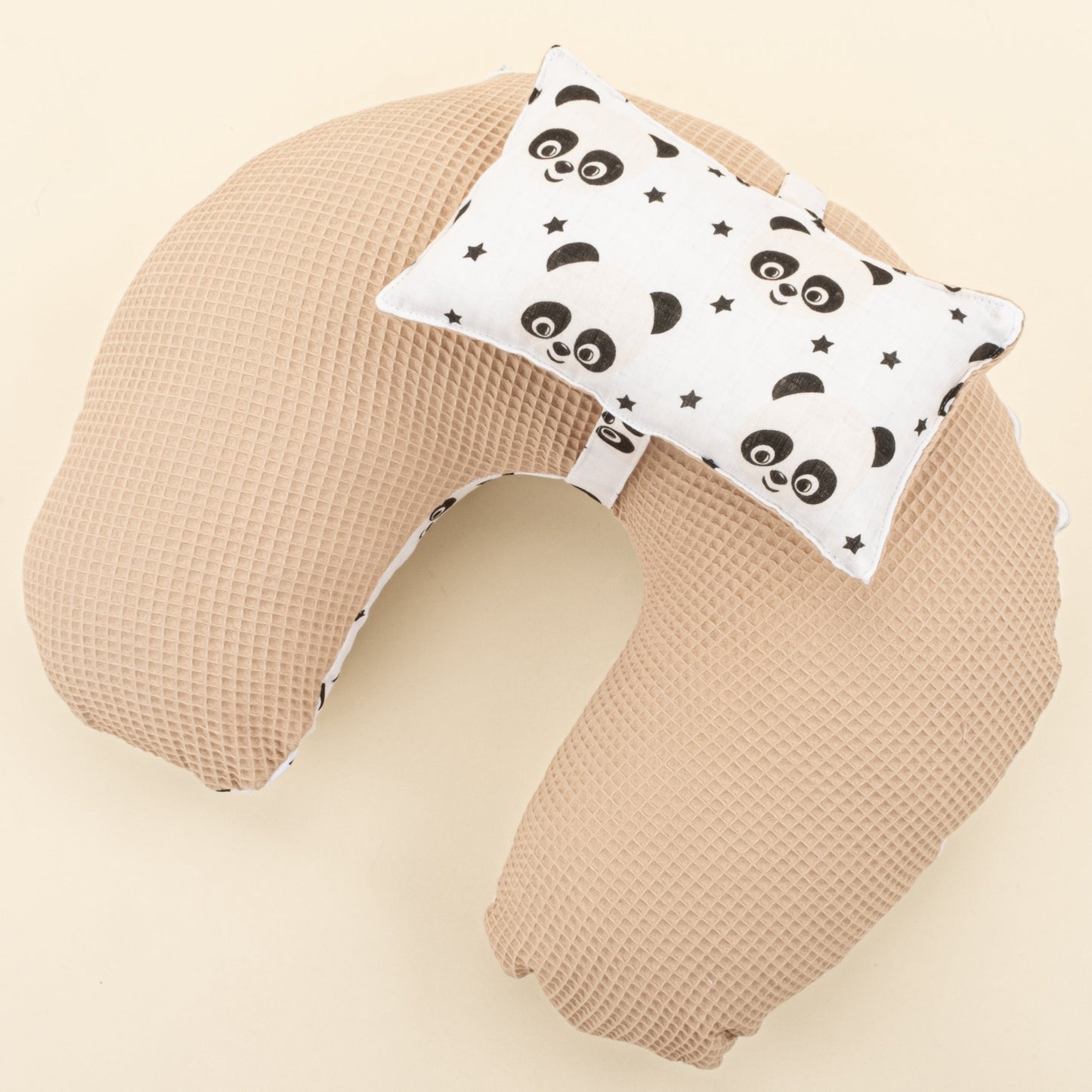 Double Sided Breastfeeding Pillow - Bej Petek - Panda