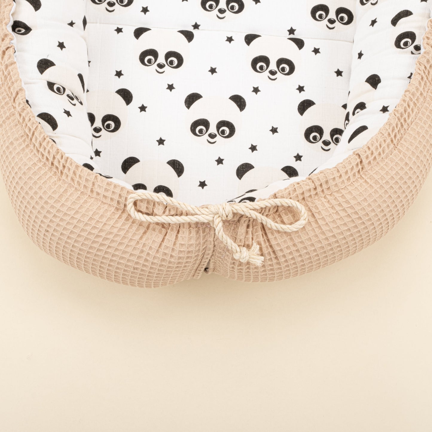 Babynest and Pillow - Çift Taraflı - Bej Petek - Panda