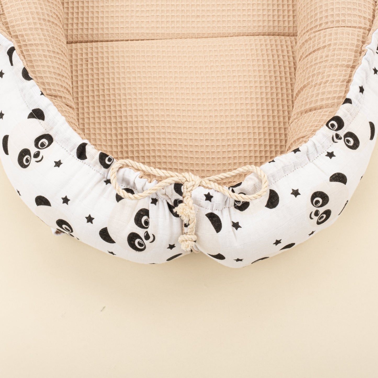 Babynest and Pillow - Çift Taraflı - Bej Petek - Panda