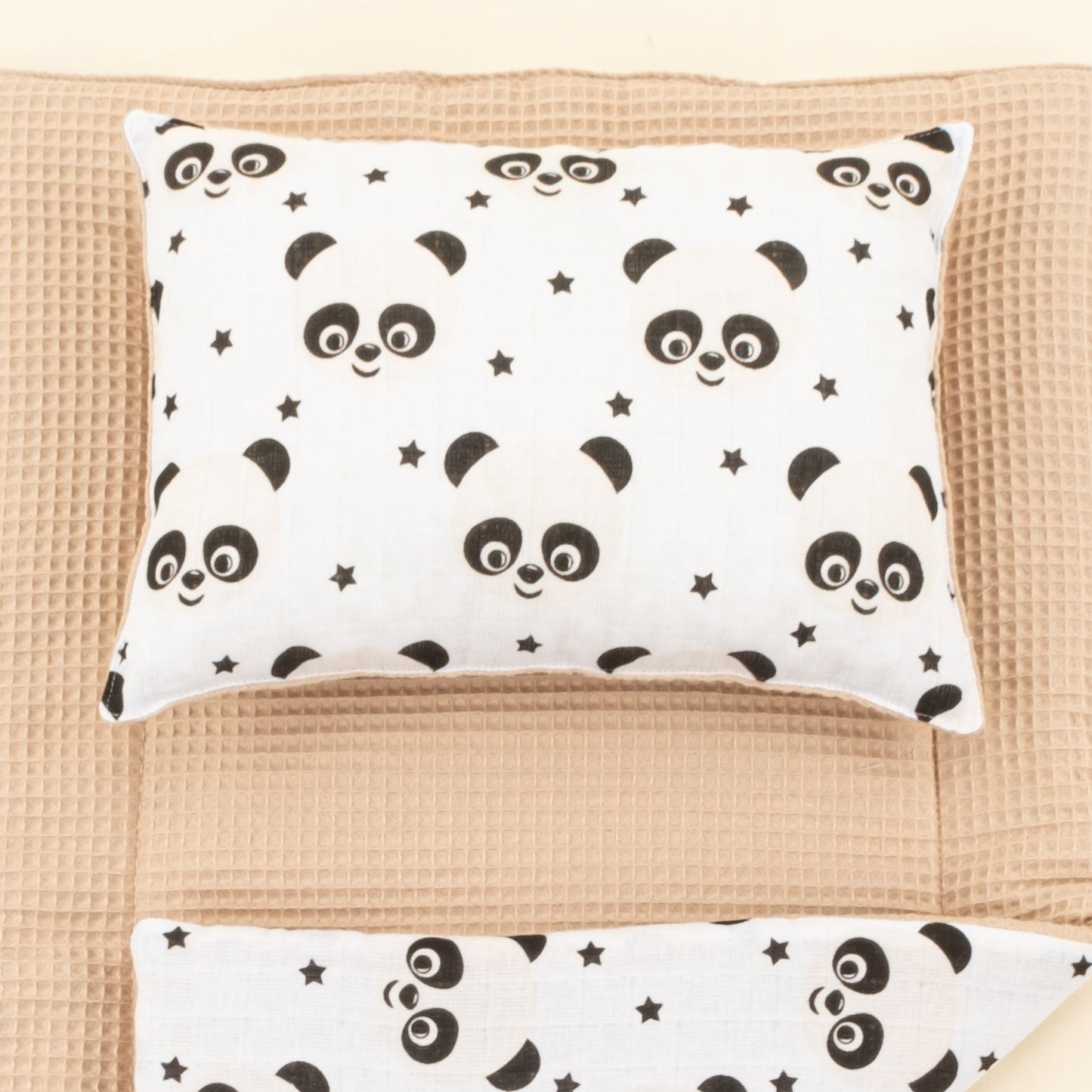 Double Sided Changing Pad and Pillow - Bej Petek - Panda