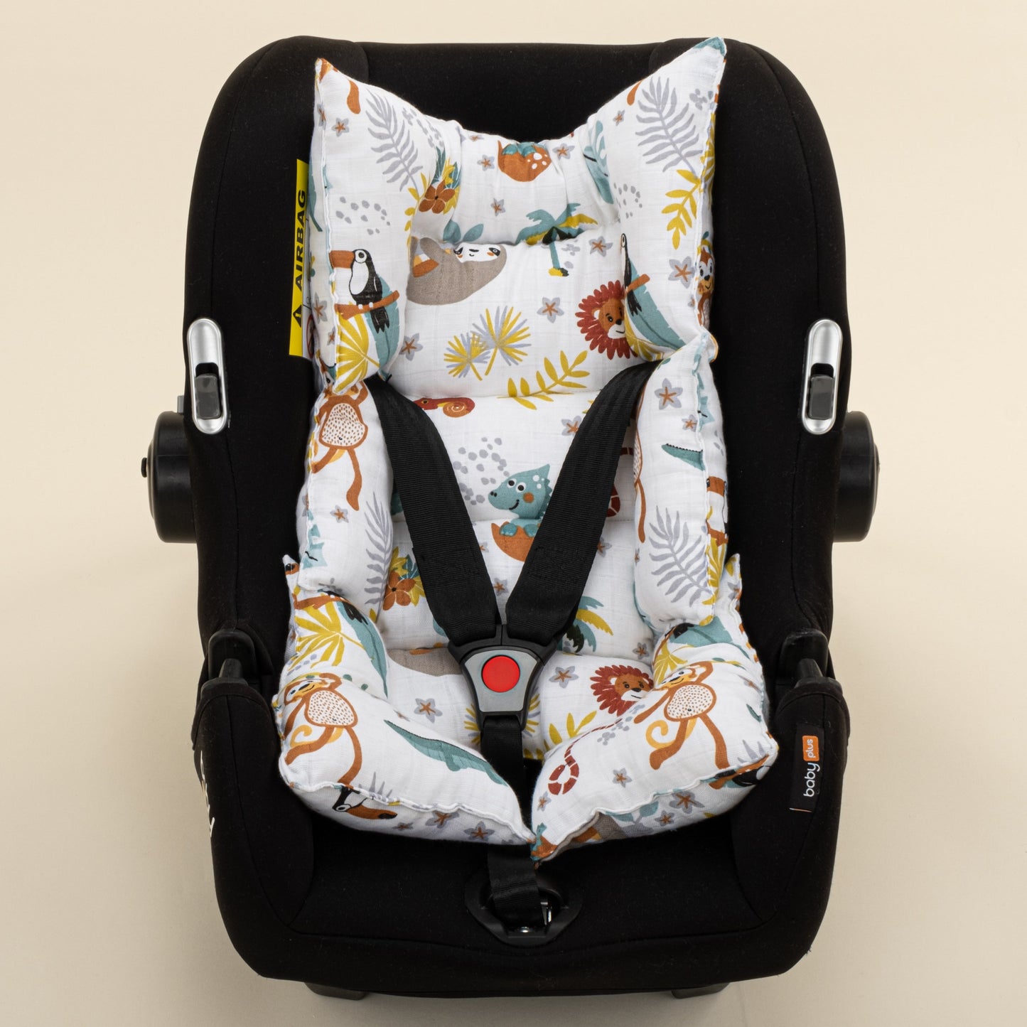 Stroller Cover Set - Double Side - Haki Muslin - Hayvanat Bahçesi