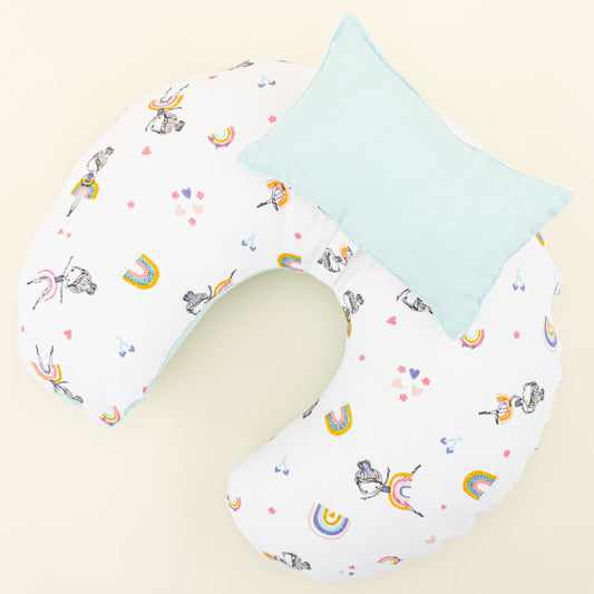 Double Sided Breastfeeding Pillow - Su Yeşili Muslin - Balerin