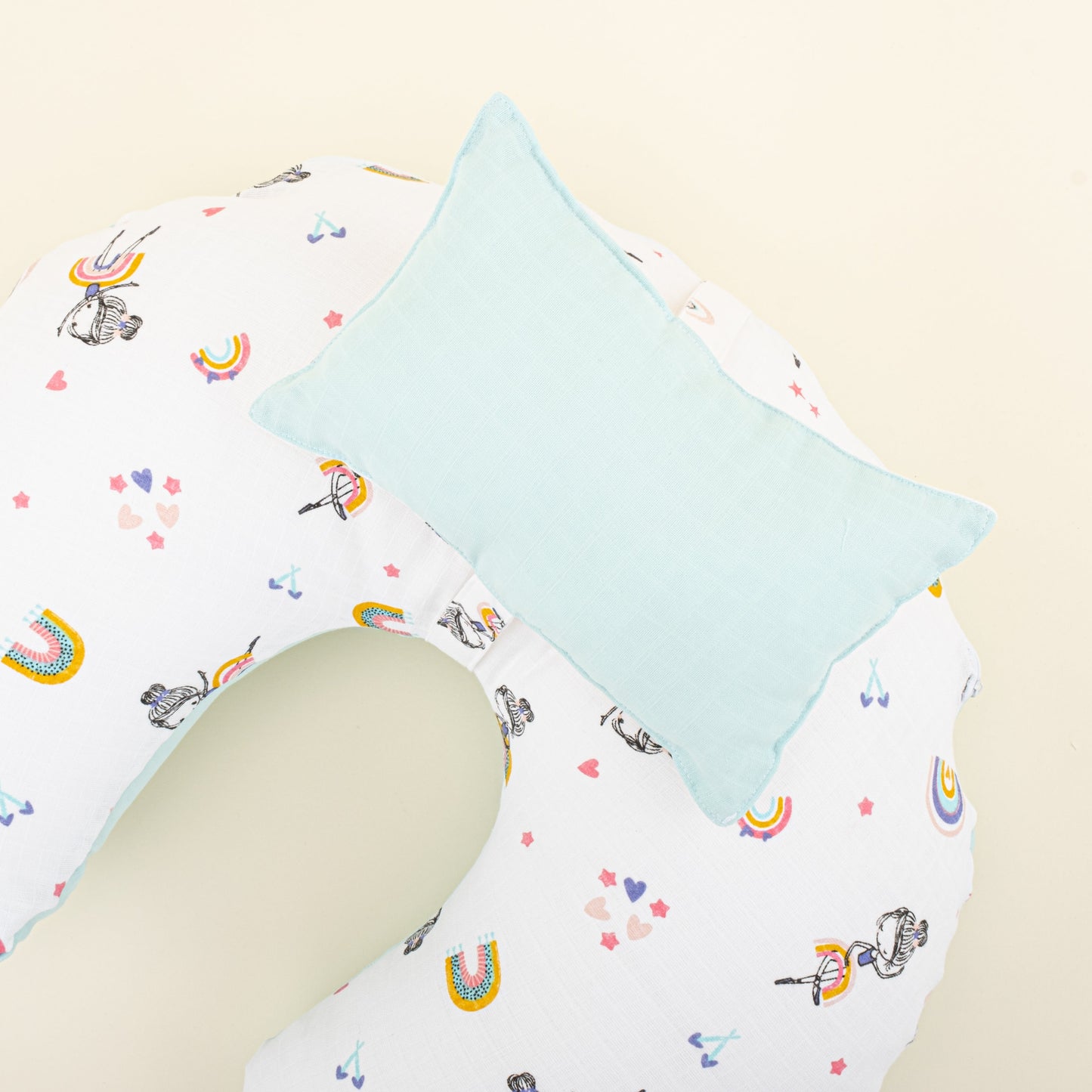 Double Sided Breastfeeding Pillow - Su Yeşili Muslin - Balerin