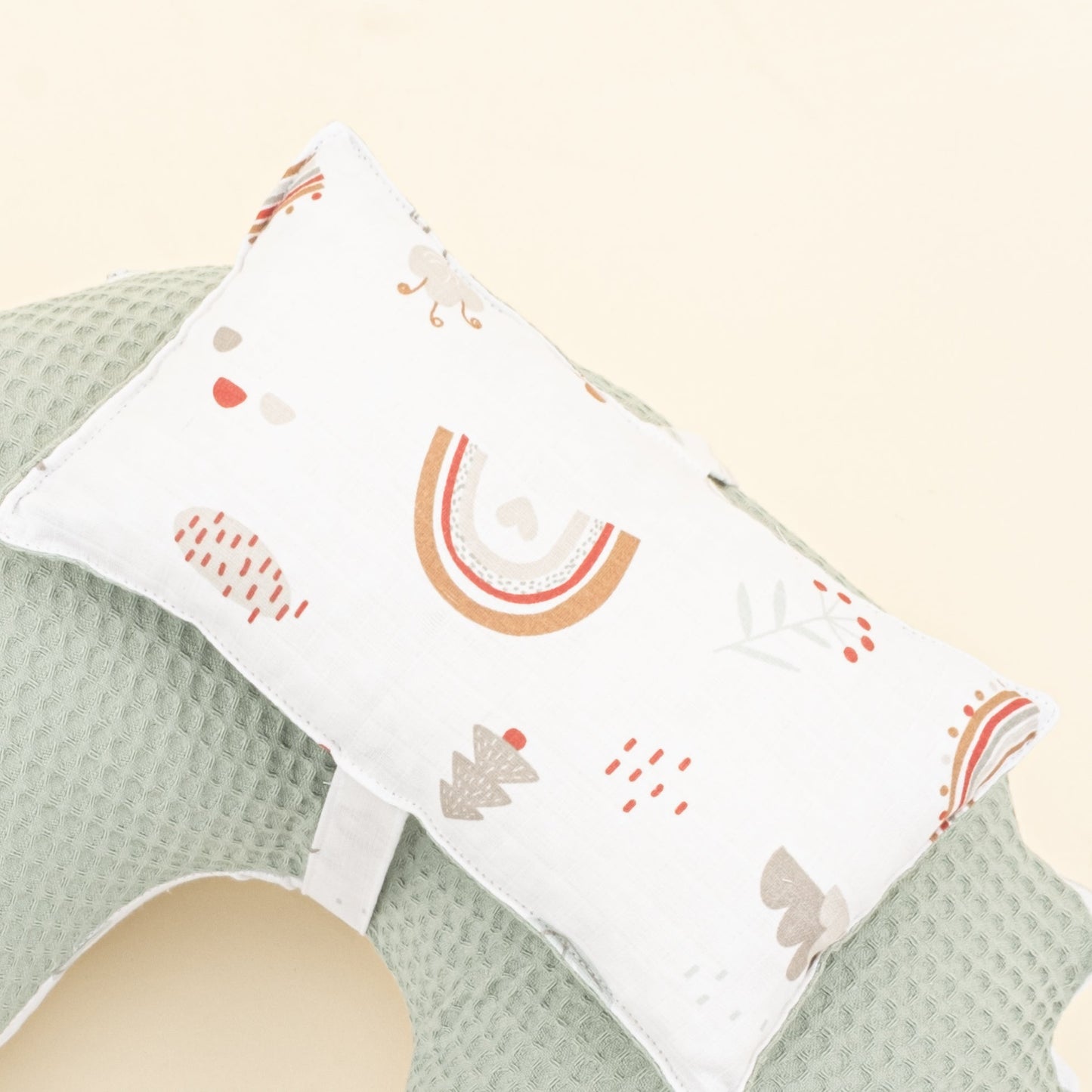 Double Sided Breastfeeding Pillow - Yeşil Petek - Kahverengi Gökkuşağı