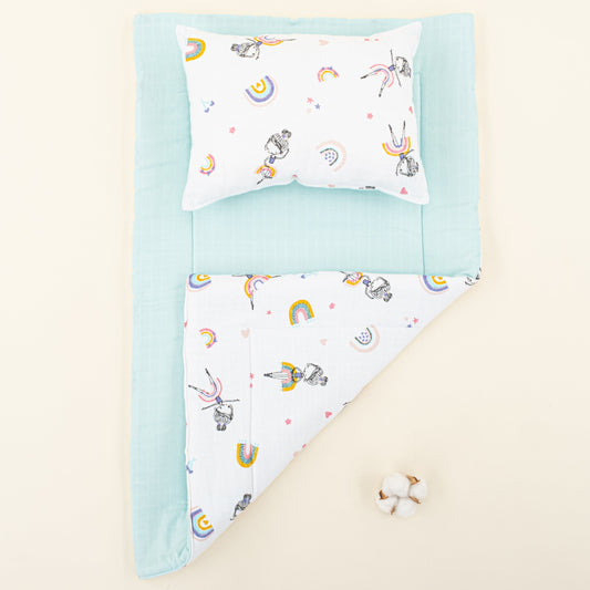 Double Sided Changing Pad and Pillow - Su Yeşili Muslin - Balerin