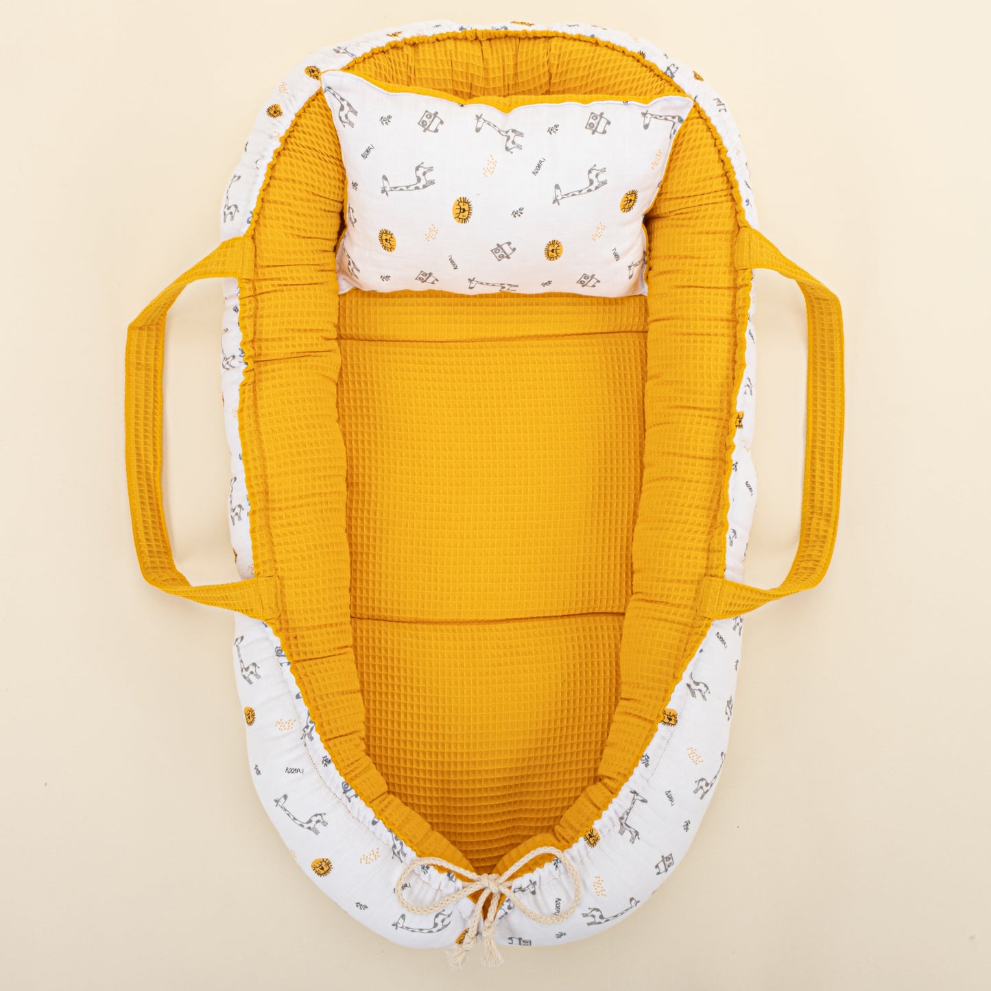 Babynest and Pillow - Çift Taraflı - Hardal Petek - Zürafa