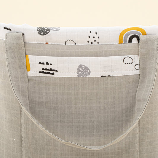 Baby Care Bag - Açık Gri Muslin - Hardal Gökkuşağı