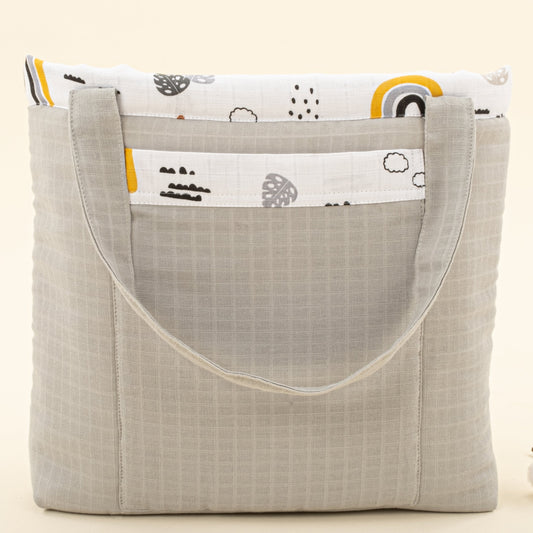 Baby Care Bag - Açık Gri Muslin - Hardal Gökkuşağı