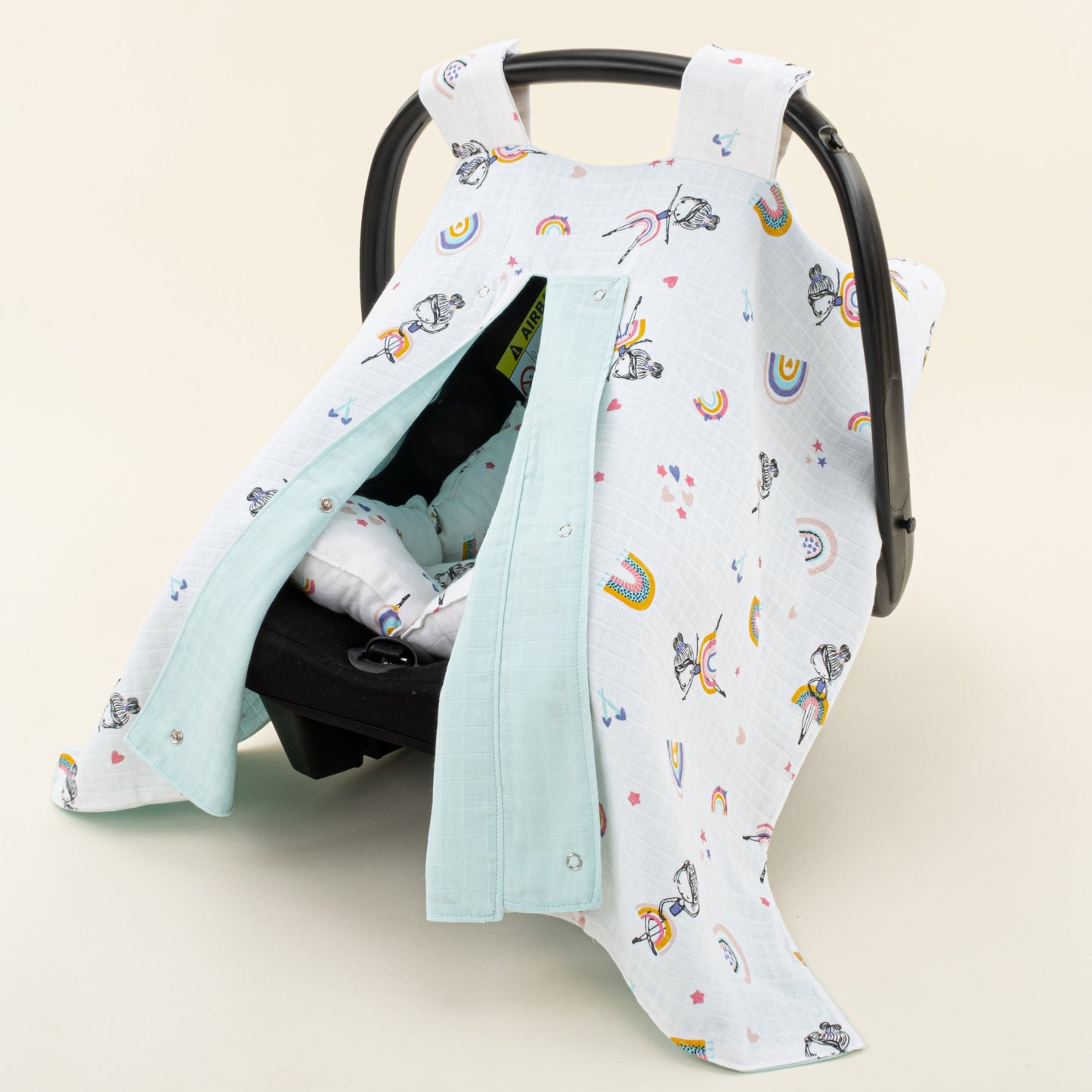 Stroller Cover Set - Double Side - Su Yeşili Muslin - Balerin