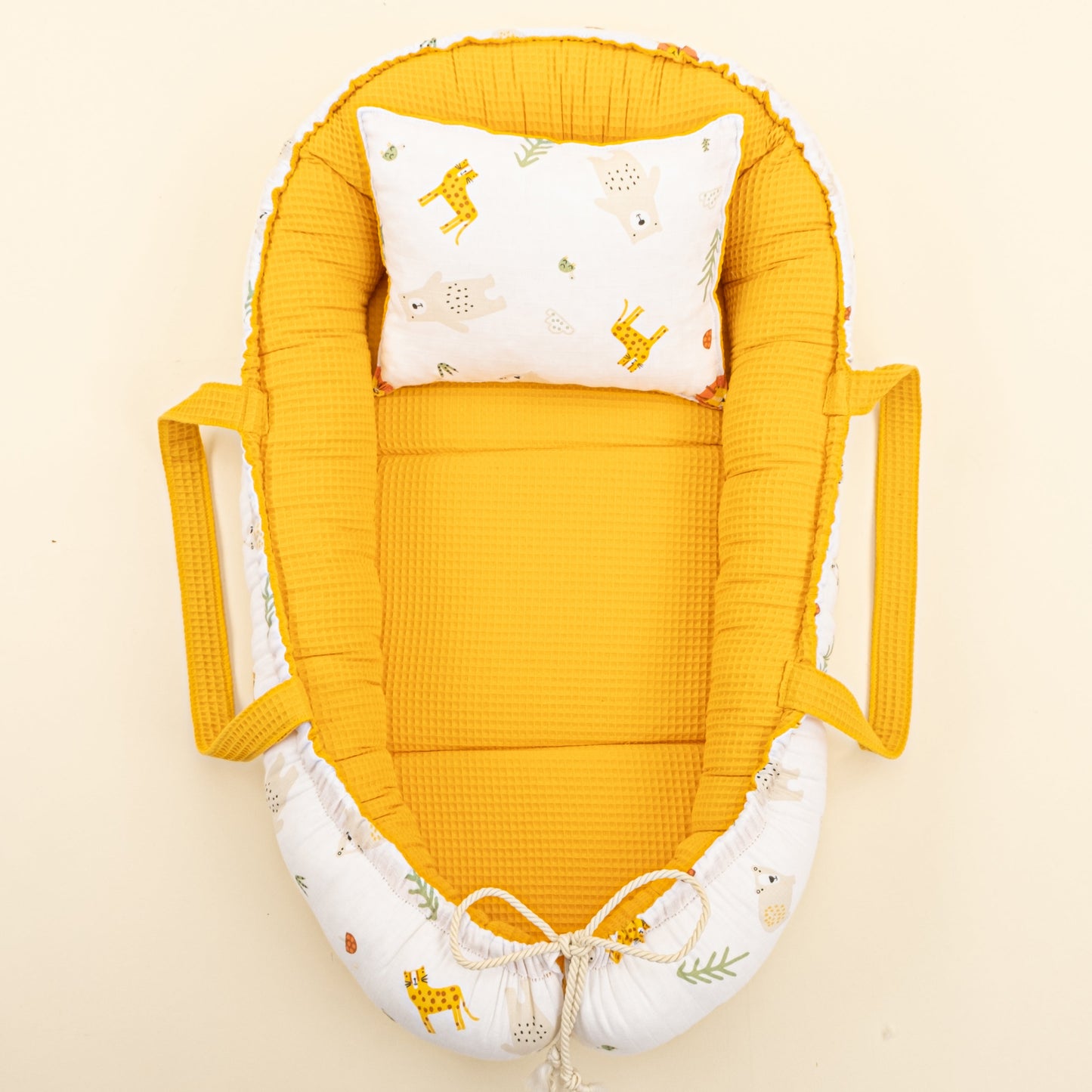 Babynest and Pillow - Çift Taraflı - Hardal Petek - Aslan