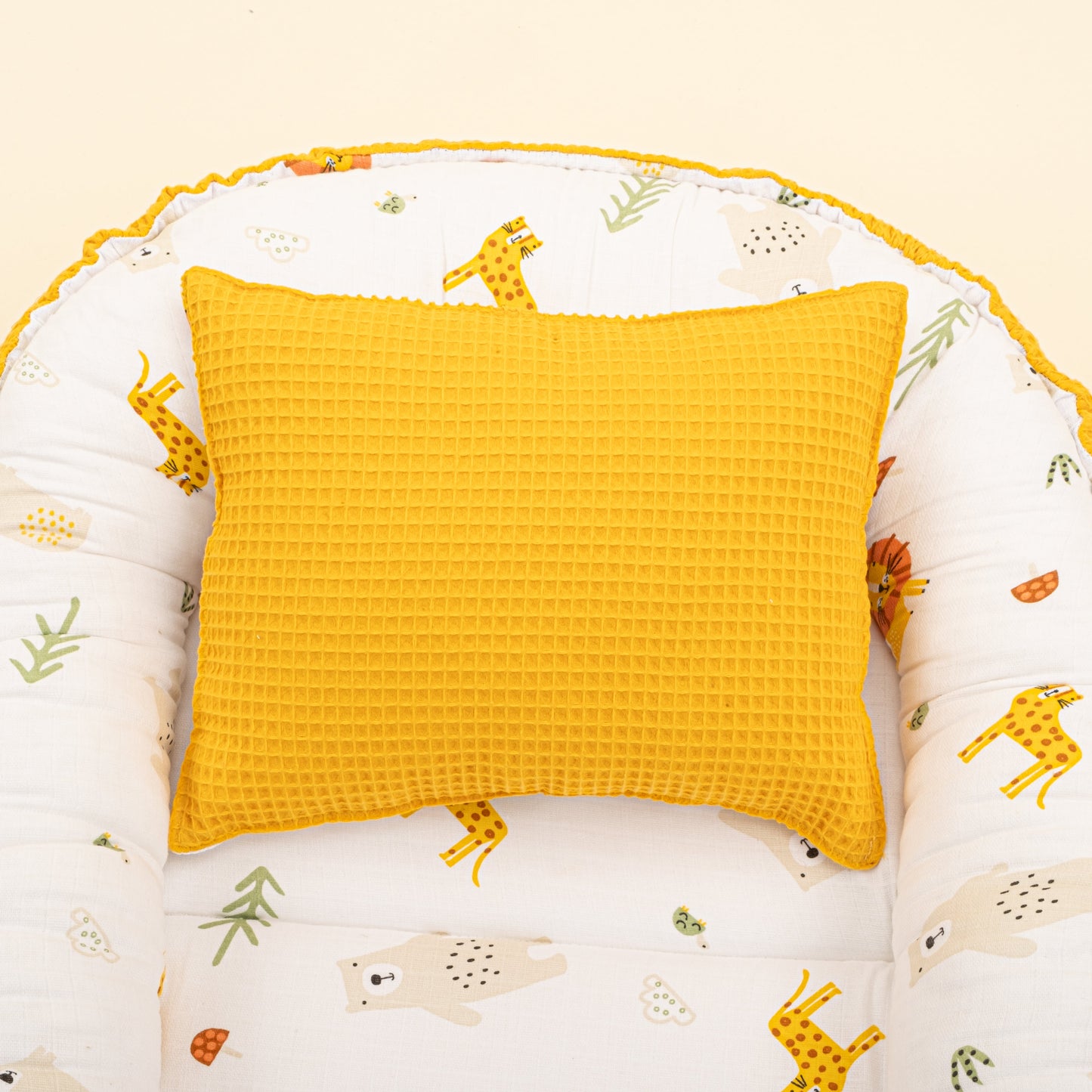 Babynest and Pillow - Çift Taraflı - Hardal Petek - Aslan