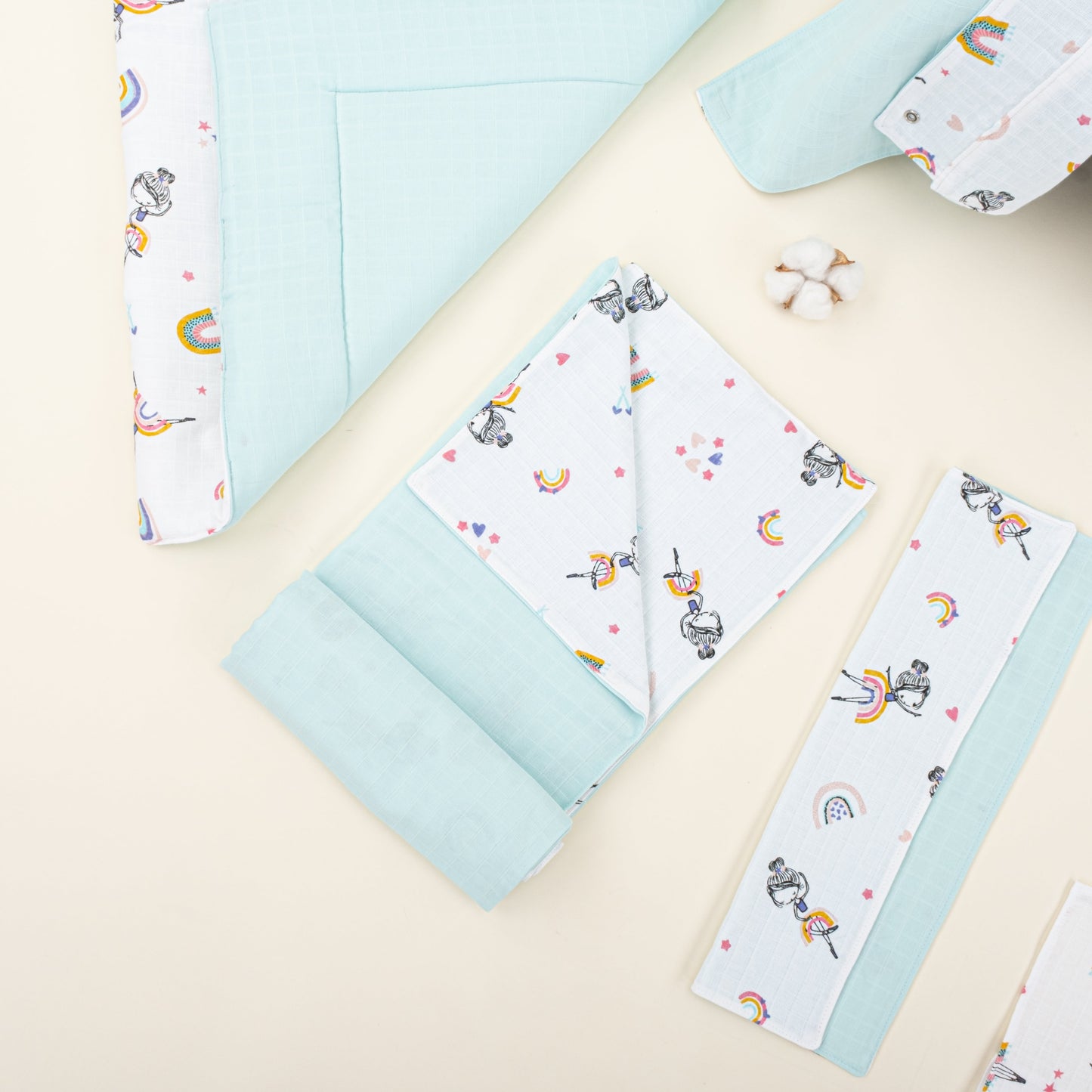 11 Piece - Newborn Sets - Double Sided - Seasonal - Su Yeşili Muslin - Balerin