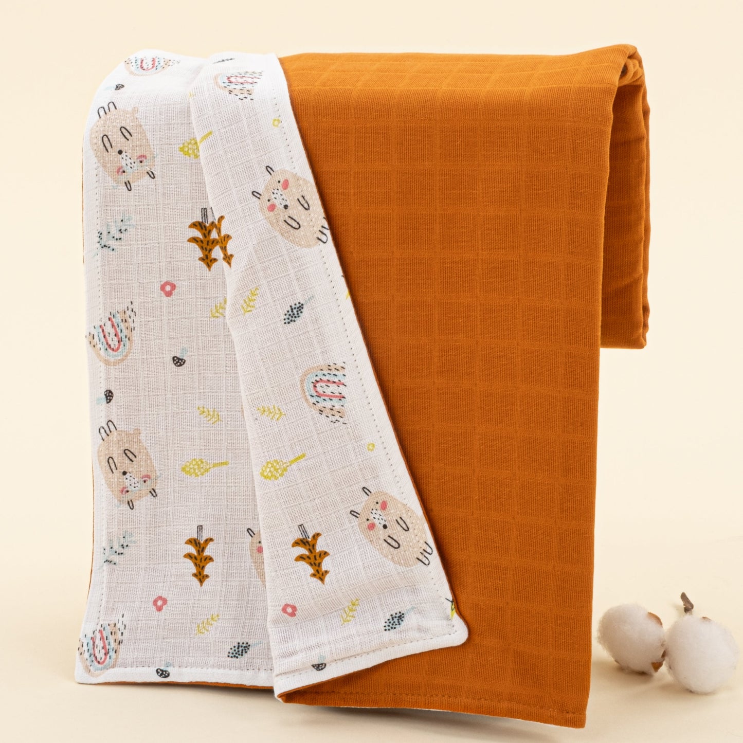 Double Side Muslin Cover - Kiremit Muslin - Minik Koyunlar