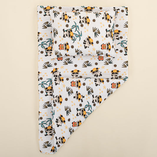 Double Sided Changing Pad and Pillow  - Tropikal Panda