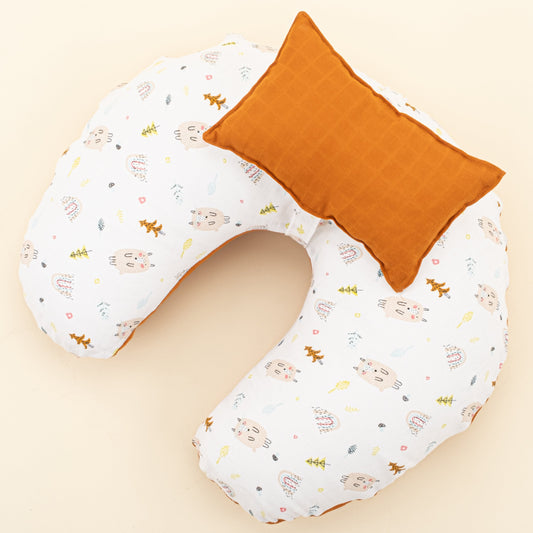 Double Sided Breastfeeding Pillow - Kiremit Muslin - Minik Koyunlar