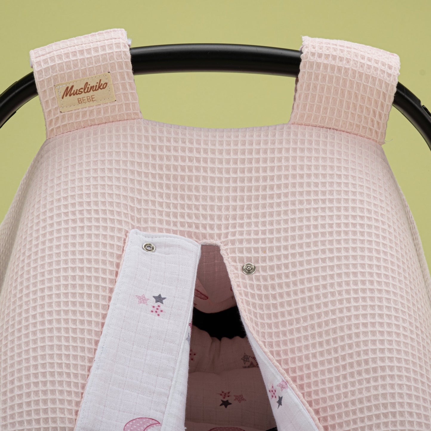 Stroller Cover Set - Double Side - Bebe Pembe Petek - Pembe Ay