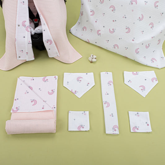 9 Piece - Newborn Sets - Double Sided - Winter - Bebe Pembe Petek - Pembe Ay