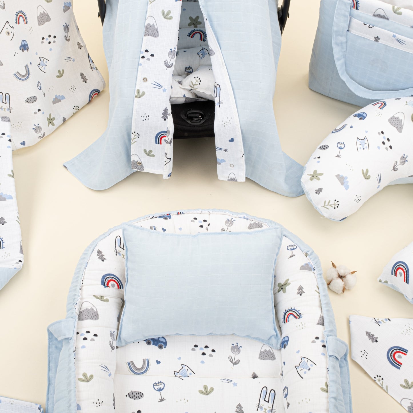 18 Piece Full Set - Double Sided  - Mavi Muslin - Mavi Kedi