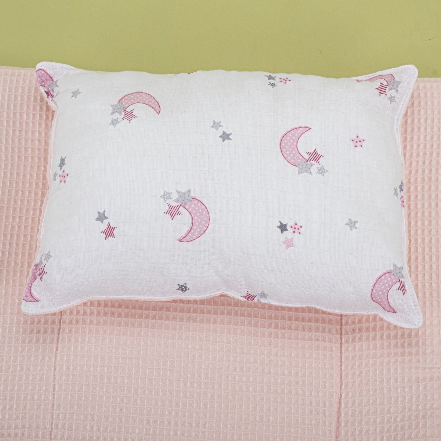 Double Sided Changing Pad and Pillow - Bebe Pembe Petek - Pembe Ay