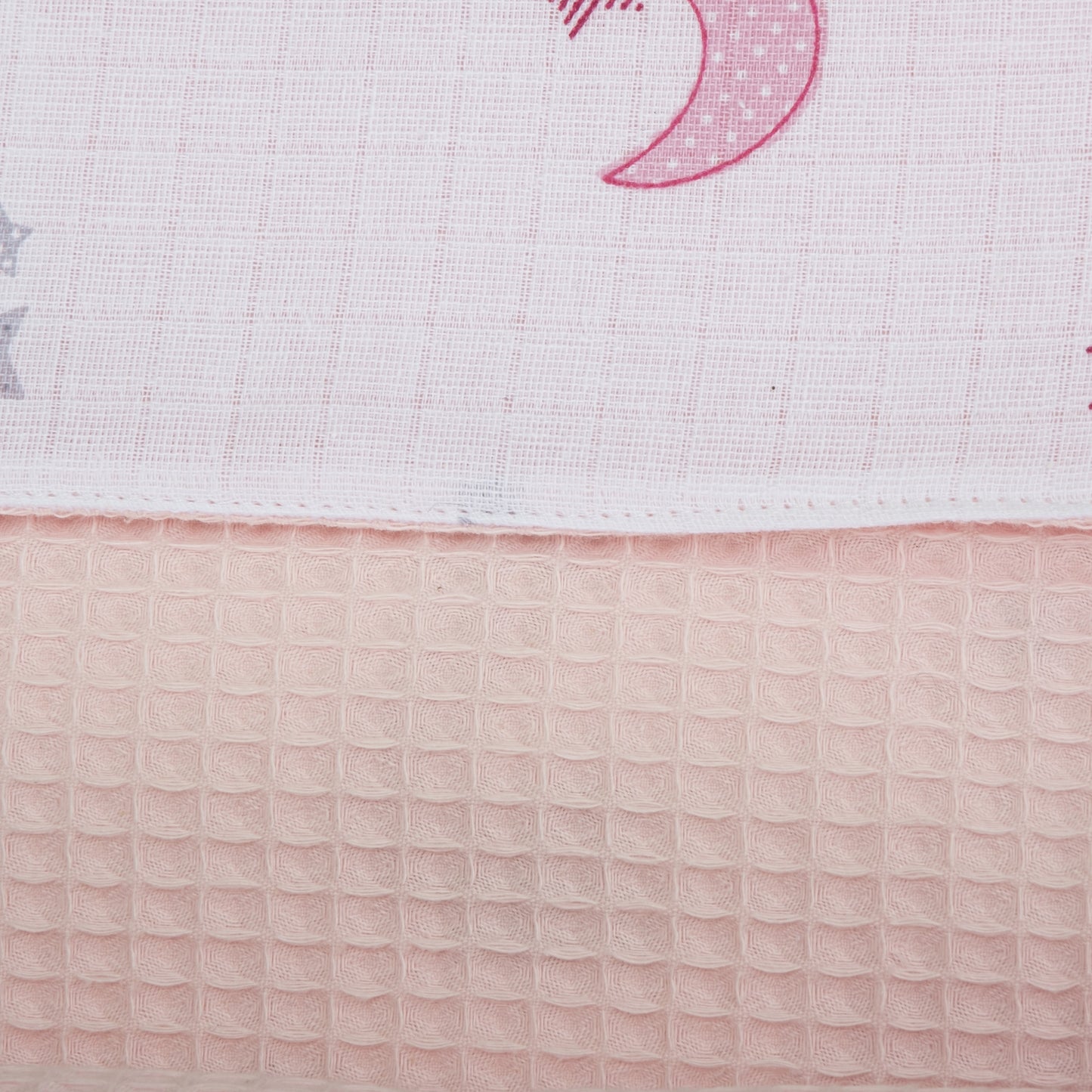 Double Sided Pique Blanket - Bebe Pembe Petek - Pembe Ay